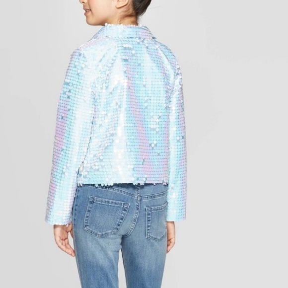 *HOST PICK* NWT frozen 2 blue sequin bomber jacket XL extra large 14/16 - Picture 2 of 4
